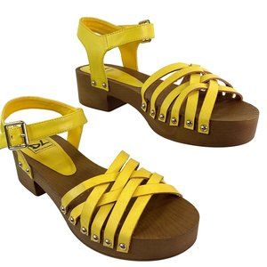 Dirty Laundry Shoes Womens Size 8.5 Yellow Sandal Helsinki Platform Leather Stra